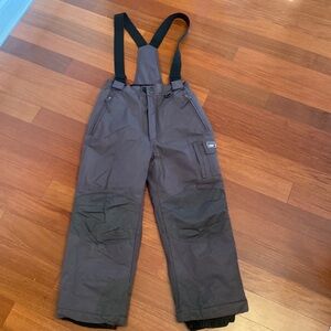 Weatherproof 32 Youth 10/12 Grey Black Snow Ski Bib Suit Overalls LIKE NEW